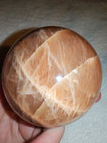 423g Natural Peach Moonstone Sphere Polished Apricot Feldspar Crystal Orb # 78