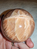 423g Natural Peach Moonstone Sphere Polished Apricot Feldspar Crystal Orb # 78