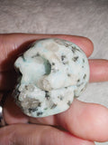 35g Natural Amazonite Quartz Skull Carving Mint Green Crystal Figurine