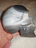 560g Banded Agate Amethyst Skull Carving Natural Quartz Crystal Figurine