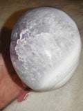 560g Banded Agate Amethyst Skull Carving Natural Quartz Crystal Figurine