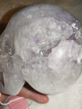 560g Banded Agate Amethyst Skull Carving Natural Quartz Crystal Figurine