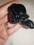 65g Natural Rainbow Obsidian Carved Turtle Figurine Iridescent Sheen
