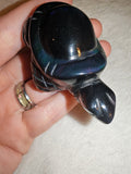 65g Natural Rainbow Obsidian Carved Turtle Figurine Iridescent Sheen