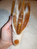 700g Natural Agate Quartz Crystal Wing Carving Raw Geode Specimen