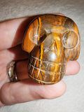 65g Natural Golden Tiger Eye Skull Carving Polished Gemstone Figurine