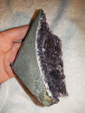 365g Natural Amethyst Geode Slice with Agate Eye Stalactite Infill Crystal