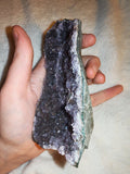 365g Natural Amethyst Geode Slice with Agate Eye Stalactite Infill Crystal