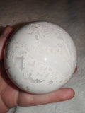 310g Natural White Agate Sphere Polished Crystal Orb with Druzy Vugs # 66