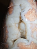 349g Natural Pink Flower Agate Carved Gnome Crystal Figurine Druzy Pocket