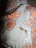 349g Natural Pink Flower Agate Carved Gnome Crystal Figurine Druzy Pocket