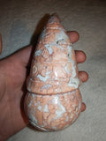 349g Natural Pink Flower Agate Carved Gnome Crystal Figurine Druzy Pocket