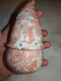 349g Natural Pink Flower Agate Carved Gnome Crystal Figurine Druzy Pocket
