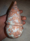 349g Natural Pink Flower Agate Carved Gnome Crystal Figurine Druzy Pocket