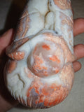 349g Natural Pink Flower Agate Carved Gnome Crystal Figurine Druzy Pocket