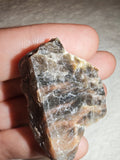 20g Raw Black Moonstone Specimen Banded Peach Feldspar Rough Crystal