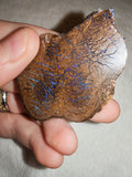 18g Australian Boulder Matrix Opal Slice Electric Blue Red Flash Precious Opal