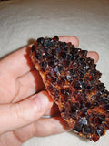 172g Dark Amber Citrine Crystal Cluster Plate Deep Golden Heat-Treated Druzy