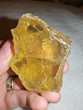 62g Raw Yellow Cullet Glass Specimen Bright Honey Amber Slag Crystal Chunk