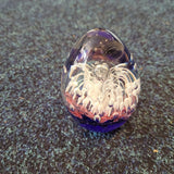 White Fountain Art Glass Egg Paperweight Purple Pink Bubble Design 380g #122