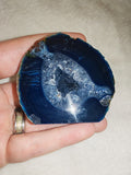 114g Polished Blue Agate Geode Section Druzy Quartz Crystal Cave Display Piece #2