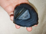 131g Natural Black Grey Agate Geode Slice Waterline Druzy Quartz Crystal Cave