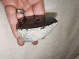 131g Natural Black Grey Agate Geode Slice Waterline Druzy Quartz Crystal Cave