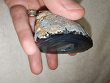 131g Natural Black Grey Agate Geode Slice Waterline Druzy Quartz Crystal Cave