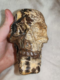 1.1kg Hand Carved Skull Fossil Wood Crystal possible picture jasper