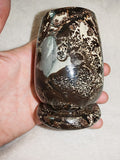 339g Hand Carved Petrified Wood Vessel Cup Fossil Wood Crystal Decor Piece