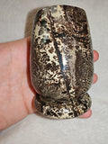 339g Hand Carved Petrified Wood Vessel Cup Fossil Wood Crystal Decor Piece
