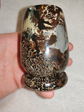 339g Hand Carved Petrified Wood Vessel Cup Fossil Wood Crystal Decor Piece
