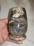 358g Hand Carved Petrified Wood Vessel Cup Fossil Wood Crystal Decor Piece