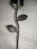 31g Silver Sheen Obsidian Rose Stem Carved Crystal Flower Sculpture Gift