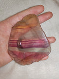 132g Large Rainbow Fluorite Window Slab Polished Yellow Purple Crystal Slice