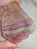 132g Large Rainbow Fluorite Window Slab Polished Yellow Purple Crystal Slice