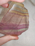 132g Large Rainbow Fluorite Window Slab Polished Yellow Purple Crystal Slice