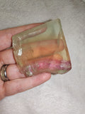 62g Yellow Rainbow Fluorite Window Slab Green Purple Gemmy Crystal Slice