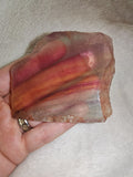 86g Rainbow Fluorite Window Slab Polished Multi Color Purple Yellow Crystal Slice