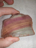 86g Rainbow Fluorite Window Slab Polished Multi Color Purple Yellow Crystal Slice