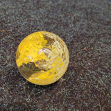 Yellow & White Swirl Art Glass Paperweight Central Bubble 415g 6cm #112