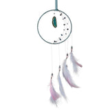 White Sickle Crescent Moon Dreamcatcher with Agate Charm
