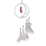 White Sickle Crescent Moon Dreamcatcher with Agate Charm