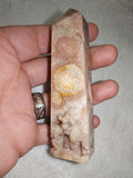 Pink Amethyst Flower Agate Tower with Druzy – 85g | Ref. 2088
