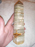 Large Green Onyx Banded Calcite Tower – 740g | Tower #86