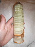 Large Green Onyx Banded Calcite Tower – 740g | Tower #86