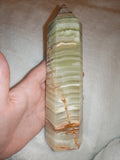 Large Green Onyx Banded Calcite Tower – 740g | Tower #86