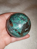 Chrysocolla in Quartz Sphere – 350g | Sphere #23