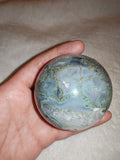 Moss Agate Sphere with Druzy Quartz – 355g | Sphere #25