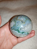 Moss Agate Sphere with Druzy Quartz – 355g | Sphere #25